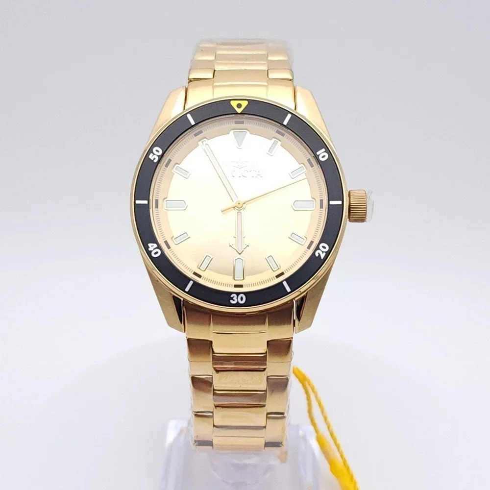 Invicta Ocean Voyage Men's Watch Gold Dial Black Bezel 39mm Steel‎ New
